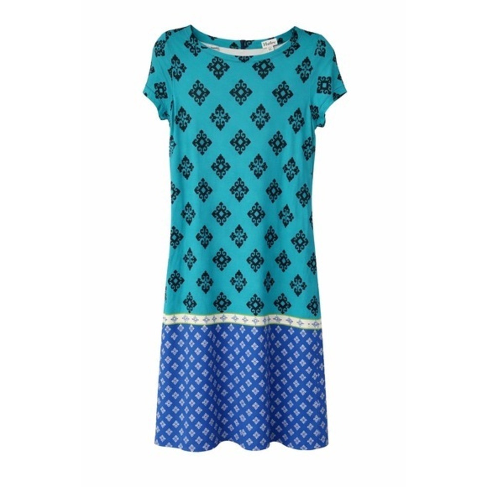 Hatley Aqua Blue Printed T-Shirt Dress | Size Medium